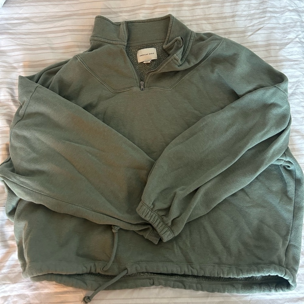 american eagle quarter zip with drawstring waist